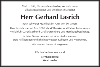 Traueranzeige von Gerhard Lasrich von Offenbach