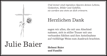 Traueranzeige von Julie Baier von Offenbach