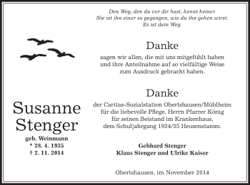 Traueranzeige von Susanne Stenger von Offenbach