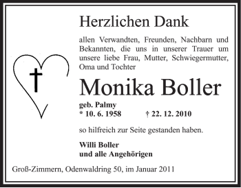 Traueranzeige von Monika Boller von OFFENBACH-POST/HANAU-POST