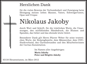 Traueranzeige von Nikolaus Jakoby von OFFENBACH-POST/HANAU-POST