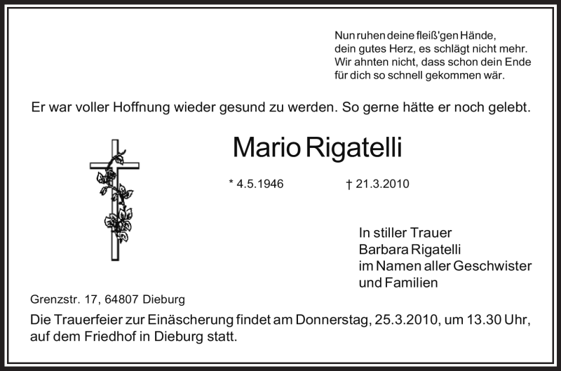  Traueranzeige für Mario Rigatelli vom 25.03.2010 aus OFFENBACH-POST/HANAU-POST