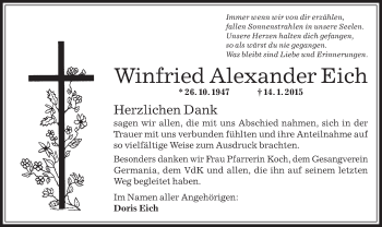 Traueranzeige von Winfried Alexander Eich von Offenbach