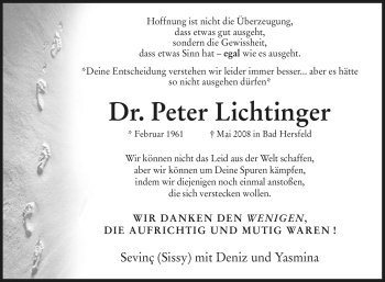 Traueranzeige von Peter Lichtinger von OFFENBACH-POST/HANAU-POST