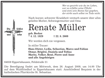 Traueranzeige von Renate Müller von OFFENBACH-POST/HANAU-POST