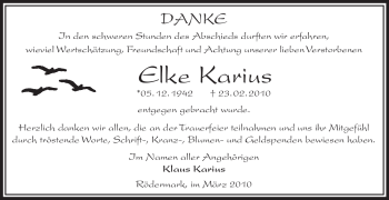 Traueranzeige von Elke Karius von OFFENBACH-POST/HANAU-POST