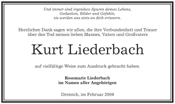 Traueranzeige von Kurt Liederbach von OFFENBACH-POST/HANAU-POST