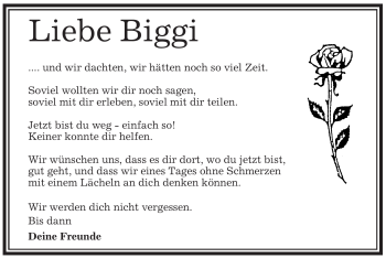 Traueranzeige von Biggi Unbekannt von OFFENBACH-POST/HANAU-POST