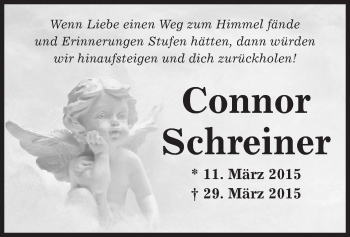 Traueranzeige von Connor Schreiner von Offenbach