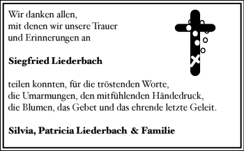 Traueranzeige von Siegfried Liederbach von OFFENBACH-POST/HANAU-POST