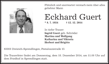 Traueranzeige von Eckhard Guert von Offenbach