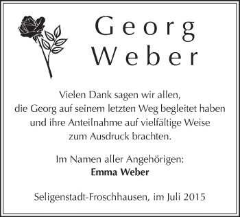 Traueranzeige von Georg Weber von Offenbach