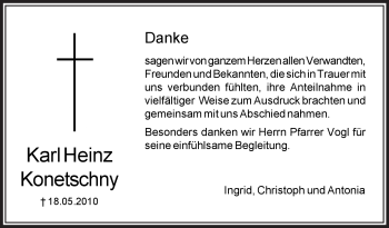 Traueranzeige von Karl Heinz Konetschny von OFFENBACH-POST/HANAU-POST