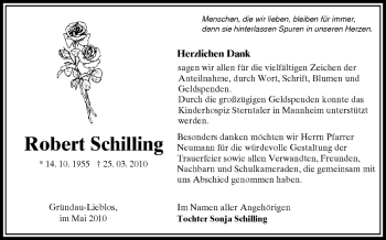 Traueranzeige von Robert Schilling von OFFENBACH-POST/HANAU-POST