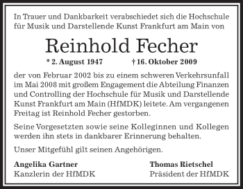 Traueranzeige von Reinhold Fecher von OFFENBACH-POST/HANAU-POST