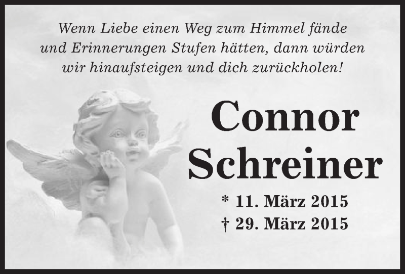  Traueranzeige für Connor Schreiner vom 08.04.2015 aus Offenbach