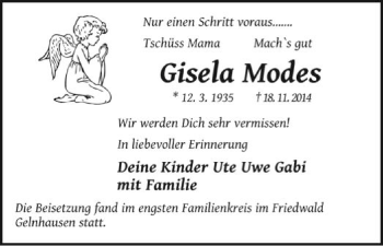 Traueranzeige von Gisela Modes von Offenbach