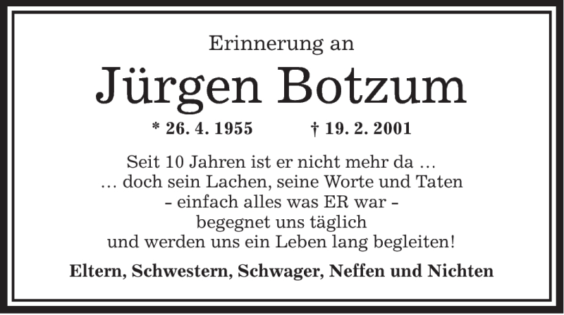  Traueranzeige für Jürgen Botzum vom 19.02.2011 aus OFFENBACH-POST/HANAU-POST