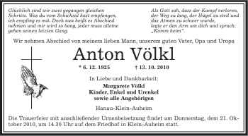 Traueranzeige von Anton Völkl von OFFENBACH-POST/HANAU-POST