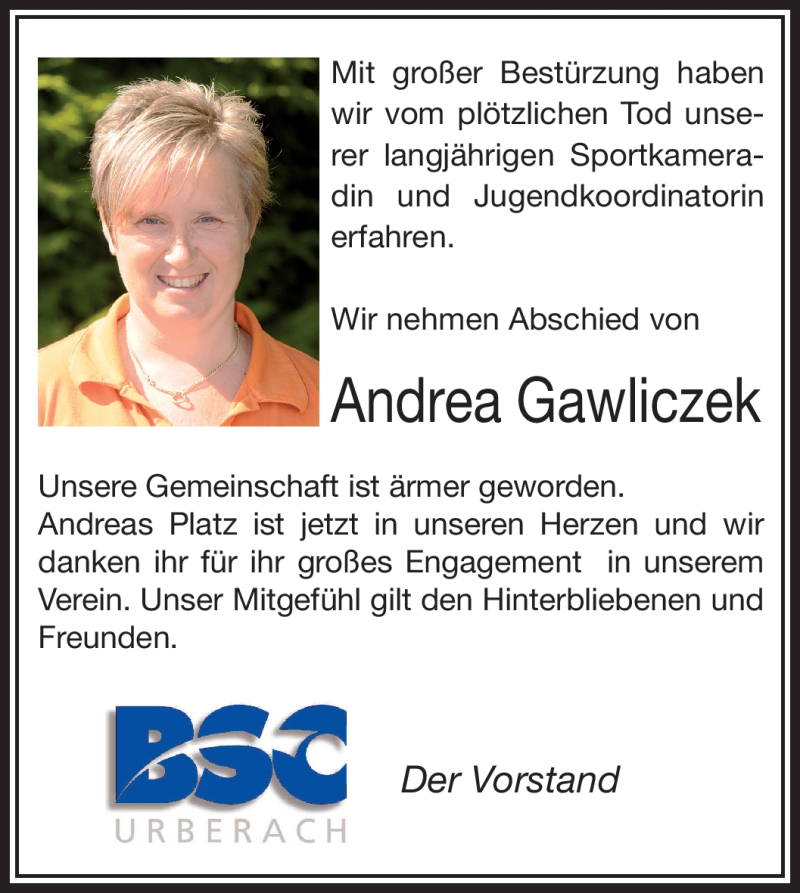  Traueranzeige für Andrea Gawliczek vom 27.10.2011 aus OFFENBACH-POST/HANAU-POST