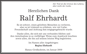 Traueranzeige von Ralf Ehrhardt von OFFENBACH-POST/HANAU-POST