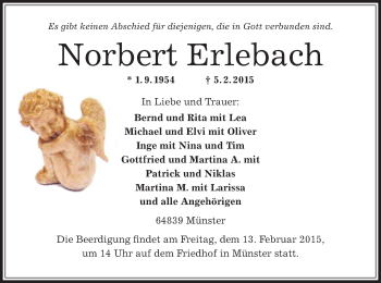 Traueranzeige von Norbert Erlebach von Offenbach