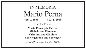 Traueranzeige von Mario Perna von OFFENBACH-POST/HANAU-POST