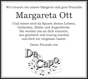 Traueranzeige von Margareta Ott von Offenbach