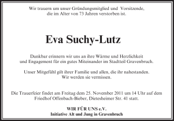 Traueranzeige von Eva Suchy-Lutz von OFFENBACH-POST/HANAU-POST