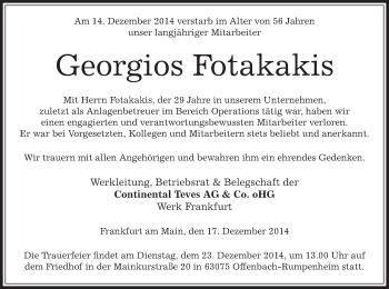 Traueranzeige von Georgios Fotakakis von Offenbach