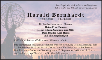 Traueranzeige von Harald Bernhardt von OFFENBACH-POST/HANAU-POST