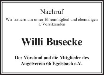 Traueranzeige von Willi Busecke von OFFENBACH-POST/HANAU-POST
