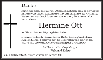 Traueranzeige von Hermine Ott von OFFENBACH-POST/HANAU-POST