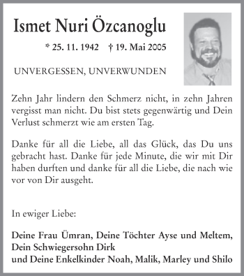 Traueranzeige von Ismet Nuri Özcanoglu von Offenbach