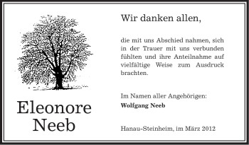 Traueranzeige von Eleonore Neeb von OFFENBACH-POST/HANAU-POST