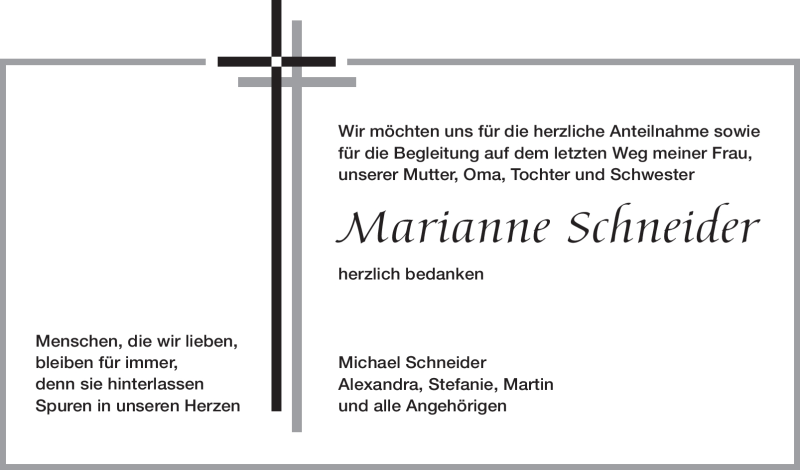  Traueranzeige für Marianne Schneider vom 28.03.2009 aus OFFENBACH-POST/HANAU-POST