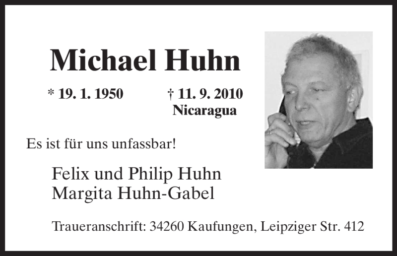  Traueranzeige für Michael Huhn vom 15.09.2010 aus OFFENBACH-POST/HANAU-POST