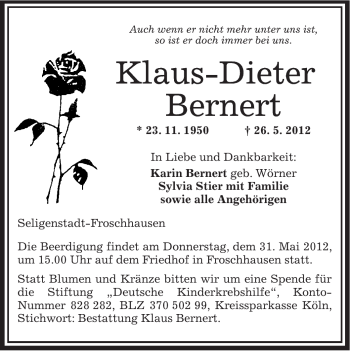 Traueranzeige von Klaus-Dieter Bernert von OFFENBACH-POST/HANAU-POST