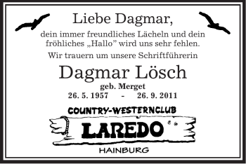 Traueranzeige von Dagmar Maria Lösch von OFFENBACH-POST/HANAU-POST