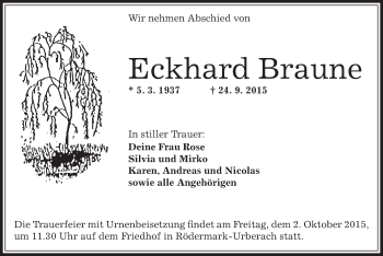 Traueranzeige von Eckhard Braune von Offenbach