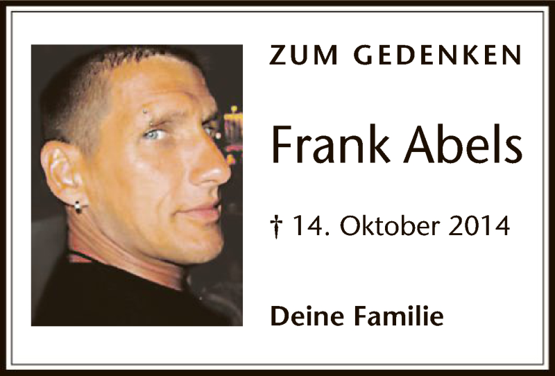  Traueranzeige für Frank Abels vom 15.10.2015 aus Offenbach