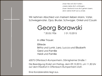 Traueranzeige von Georg Borawski von Offenbach