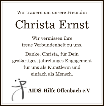 Traueranzeige von Christa Ernst von Offenbach