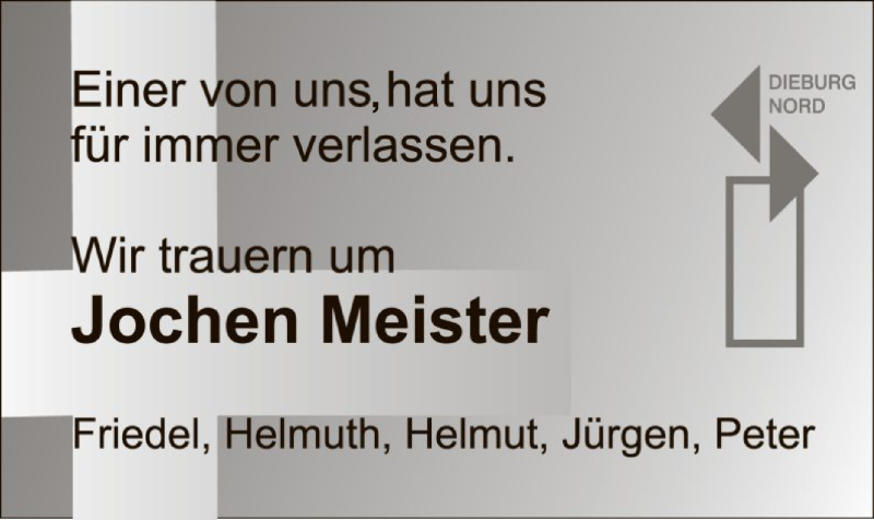  Traueranzeige für Jochen Meister vom 14.11.2015 aus Offenbach