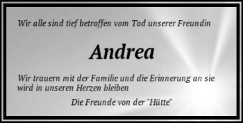 Traueranzeige von Andrea  von Offenbach