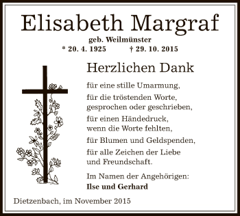 Traueranzeige von Elisabeth Margraf von Offenbach