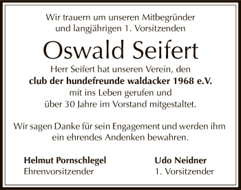 Traueranzeige von Oswald Seifert von Offenbach