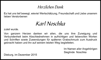 Traueranzeige von Karl Noschka von Offenbach