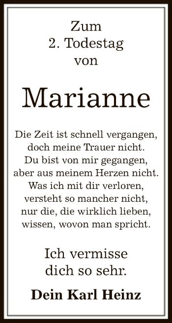 Traueranzeige von Marianne  von Offenbach