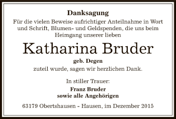 Traueranzeige von Katharina Bruder von Offenbach